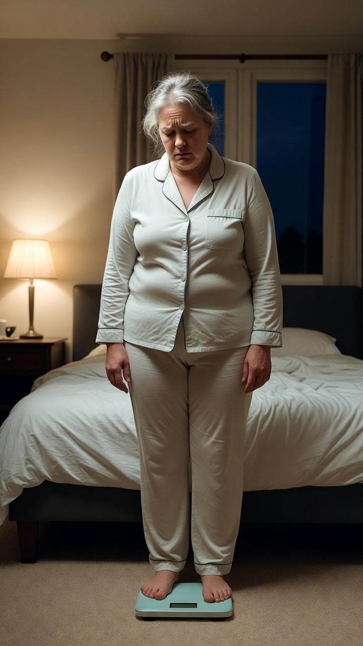 Woman checking weight